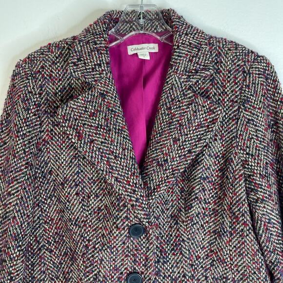 Vintage purple red white wool tweed button preppy office blazer 8 - Picture 2 of 7
